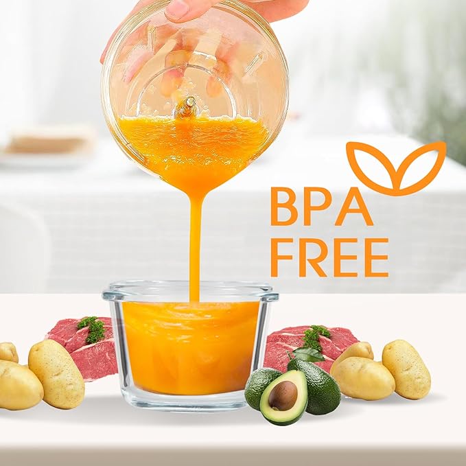 Baby Food Blender, Baby Food Maker & Food Processor, Medium, White | Borosilicate Glass, BPA-Free, Easy to Use & Clean, For Meat, Vegetables, Fruit, Homemade Purees, Baby Feeding Essentials