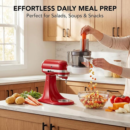 GVODE 5-in-1 Food Processor Attachment for KitchenAid, Multifunctional Chopper with Dicing/Slicing/Shredding/Strip Cutting/Sauce Discs and Storage Case