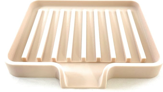 Silicone Soap Dish Tray and Sponge Holder with Drain Chute, Rectangular, Kitchen and Bathroom Sink Organizer (Sand Dollar, 5.2"x4" (Set of 2), 7.2 Ounces)