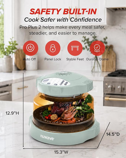 Nuwave Pro Plus 2 Air Fryer Oven, Infrared Countertop Convection, No Defrost No Preheat, Triple Combo Heating, 10-in-1 Multicooker, PFAS & BPA Free, 10LB Capacity, Dishwasher Safe Parts, 20660V03M