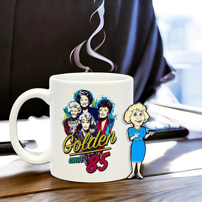 Golden Girls Coffee Mug and Stainless Steel Water Bottle Set - Bundle of 11oz Ceramic Coffee Cup, 34oz Bottle, Enamel Pin, More | Golden Girls Gifts