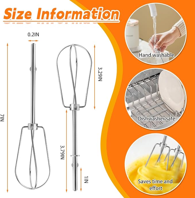Hand Mixer Beaters Attachments for Kitchenaid Stainless Steel