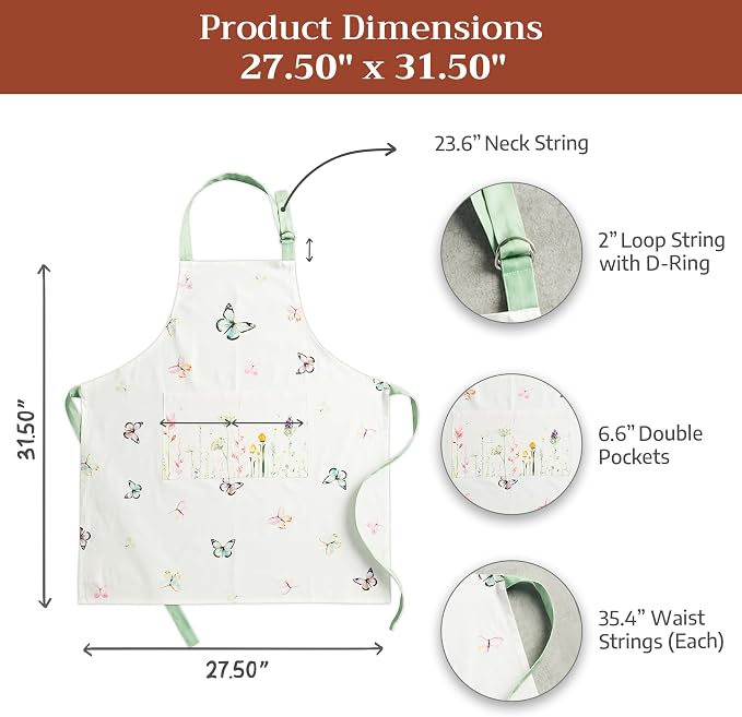 Maison d' Hermine 100% Cotton Apron for women with Pocket Kitchen Chef Apron for Men Cooking Spring Summer