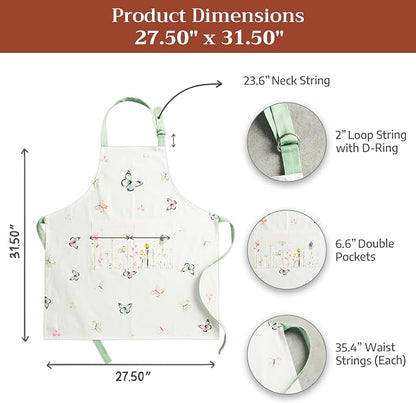 Maison d' Hermine 100% Cotton Apron for women with Pocket Kitchen Chef Apron for Men Cooking Spring Summer