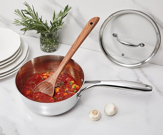 KEAWELL K3 Premium 2-Quart Tri-Ply Fully Clad Stainless Steel Saucepan with Lid, Induction & Oven Safe up to 600°F, Even Heating, Professional Cookware for All Stovetops (2-Qt)