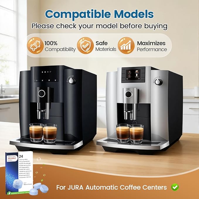 CPLIKE 24 Tablets Coffee Machine Cleaning Tablets Compatible with Jura Automatic Coffee Centers Machines, High Efficiency Cleaning and Longer Life Span, Park# 64308