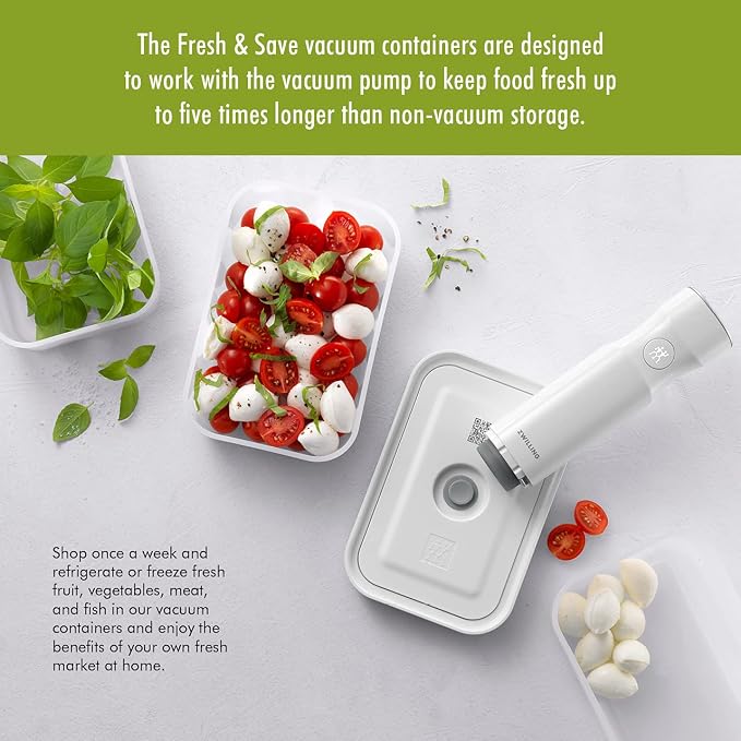 For food to stay fresh up to 5X longer, pump required (not included).