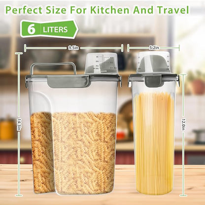 Viretec Rice Storage Container, 5 to 10lb Dry Food Airtight Dispenser, Pet Dog Cat Food Canister, BPA Free Clear Plastic Kitchen and Pantry Organization Bin for Oatmeal, Grain, Cereal, Pasta, Flour