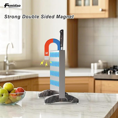 Magnetic Knife Holder Block,Double Sided Magnetic Knife stand for kitchen Counter,Stainless Steel Magnet Knife Rack Strip