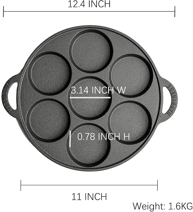 Cast Iron Biscuit Pan, Cake Muffin Pan (11 inch 7 Cup)