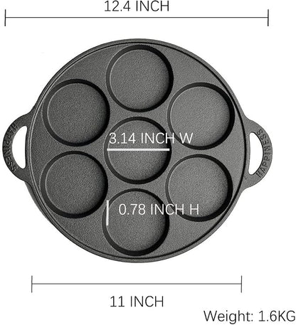 Cast Iron Biscuit Pan, Cake Muffin Pan (11 inch 7 Cup)