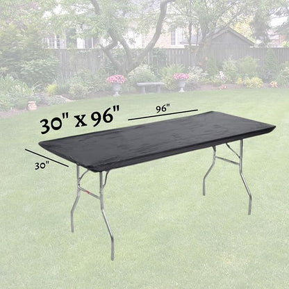 Kwik-Covers 8' Rectangle Plastic Table Covers 30" x 96", Bundle of 5 (Black)