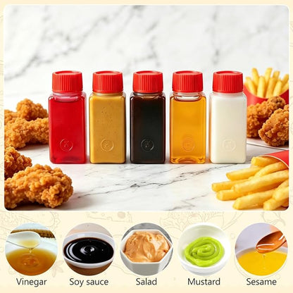 PRETYZOOM 100 Pcs Mini Condiment Bottles, Small Sauce Containers, Seasoning Packets with 0.2 Oz Small Bottles for Vinegar Soy Takeout Meals, On-the-Go Dining, Convenient Spice, Condiment Liquid