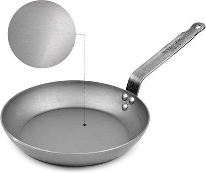 Mauviel M'Steel Black Carbon Natural Nonstick Frying Pan With Iron Handle, 11-in, Suitable For All Cooking Surfaces, Made in France