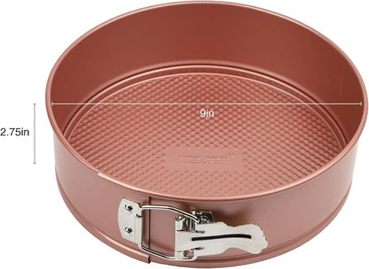 David Burke 9" Springform Pan – Carbon Steel Cheesecake Mold with Removable Bottom, Oven Safe, PFTE & PFOA Free – Rose Gold