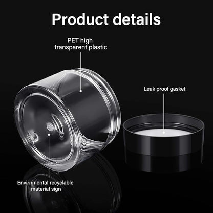 SATINIOR 24 Pieces Empty Clear Plastic Jars with Lids Round Storage Containers Wide-Mouth for Beauty Product Cosmetic Cream Lotion Liquid Butter Craft and Food (Black Lid, 5 oz)