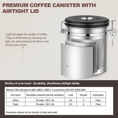 ShanSon Coffee Canister Airtight, Stainless Steel Bean Storage Container with Date Tracker & Scoop, Grounds Sugar Flour Tea Cereal Fits Kitchen Pantry, Ideal Gift for Coffee Lovers,12oz,Silver