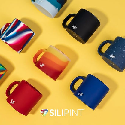 Silipint 16oz Silicone Coffee Mug – Unbreakable Dishwasher Safe Microwave Oven & Freezer Compatible Travel Mug – Non-Toxic Reusable Cup for Hot Coffee Tea or Cold Drinks Pack of 4 Classic Blue