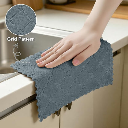 Homaxy 18 Pack Kitchen Cloths Dish Towels (7" x 9", Dark Grey), Super Soft and Absorbent Coral Velvet Dishcloths, Fast Drying No Lint Microfiber Cleaning Cloth