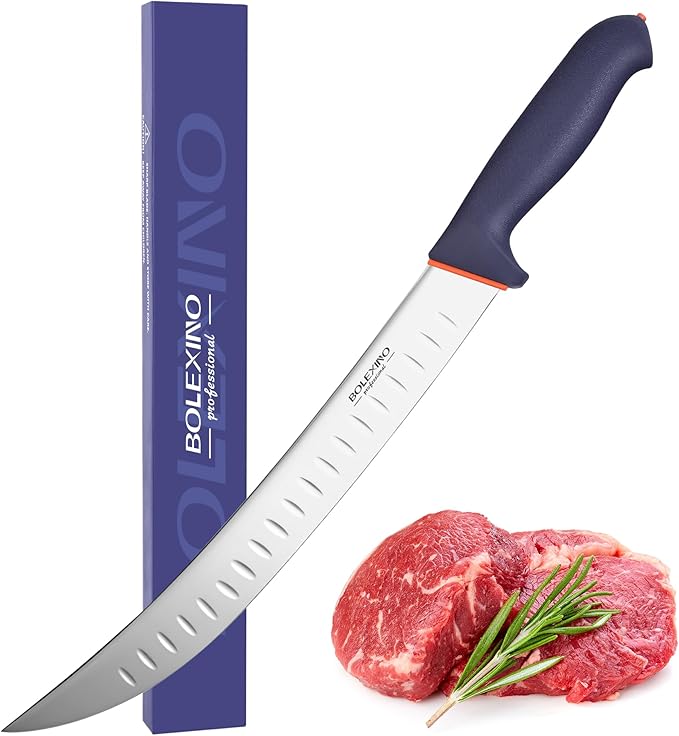 12 Inch Brisket Slicing Knife,Carving Knifewith Granton Edge, X50CrMoV15 Stainless Steel Butcher Knife with Ergonomic Non-Slip Handle for Meat Cutting, BBQ & Turkey