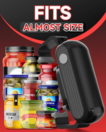 Electric Jar Opener for Seniors with Arthritis, One Touch Automatic Jar Opener for Weak Hands, High Torque Battery Operated Bottle Opener, Hands Free Jar Opener Kitchen Gadget for Screw-Top Glass Jars