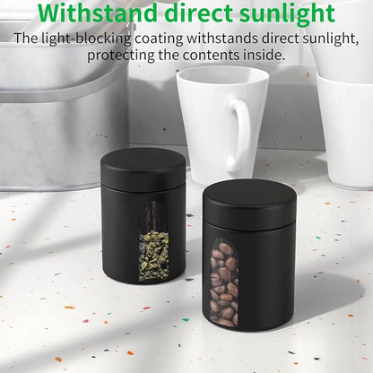 Urekt Glass Storage Jar (4 oz), 2 Pack Premium Food Grade Visual Container with Child Resistant Cap, Small Waterproof Bottle Multipurpose Container for Coffee Beans Nuts Teas Spices(120ml)