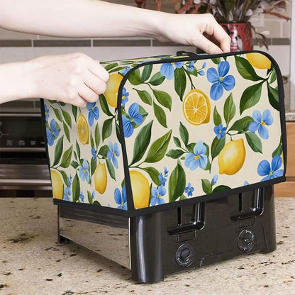 4 Slice Lemon Summer Flower Toaster Cover Waterproof Dust Fingerprint Bread Machine Cover Washable Kitchen Appliance Protector For Home Kitchen Bakeware Table Decor Women Gifts