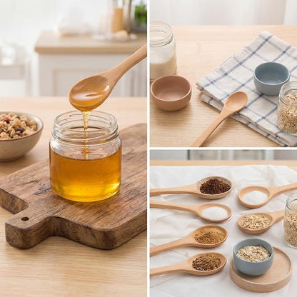 Boao 30 Pcs Small Wooden Spoons, 5.12'' L Mini Wood Spoons for Soup, Little Tiny Honey Teaspoons Bulk for Stirring Coffee Tea Jars Sugar Seasoning Oil Kitchen Supplies (Raw Lacquer)
