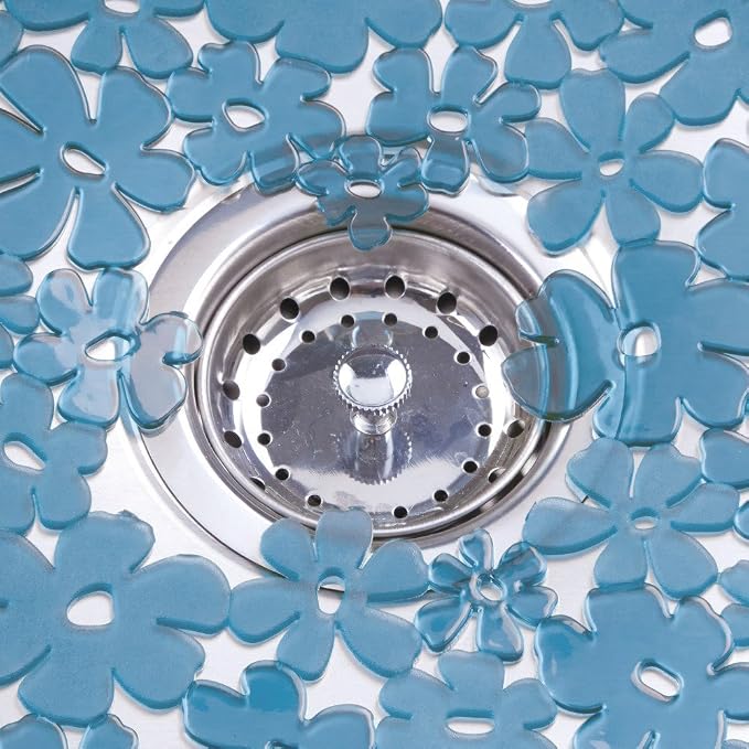 InterDesign Blumz Kitchen Sink Protector Mat - Large, Blue