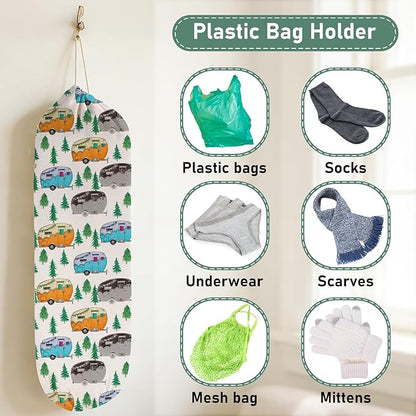 2Pcs Camping RV Essentials Plastic Bag Holder, Reusable Hanging Grocery Bags Holder for Camper RV Accessories, Portable Trash Bags Organizer for Camper Must Haves, Picnics, Beach, Hiking