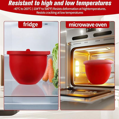 Set of 3 Silicone Bowl Liners with Lids for KitchenAid 5 Qt Tilt-Head Stand Mixer, Red Black White, Fermentation Container for Bread Baking & Sourdough, Replacement Mixer Accessories