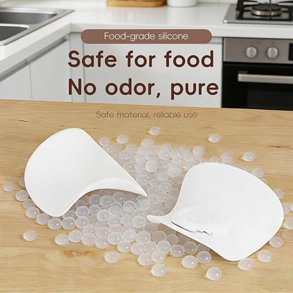 Flour Funnel for Kitchen Aid Mixer | Food-Grade Silicone Pouring Shield for KitchenAid Mixer | Hands-Free Clip-On Accessory for Baking, Fits All Standmixers, Space-Saving Design（White）