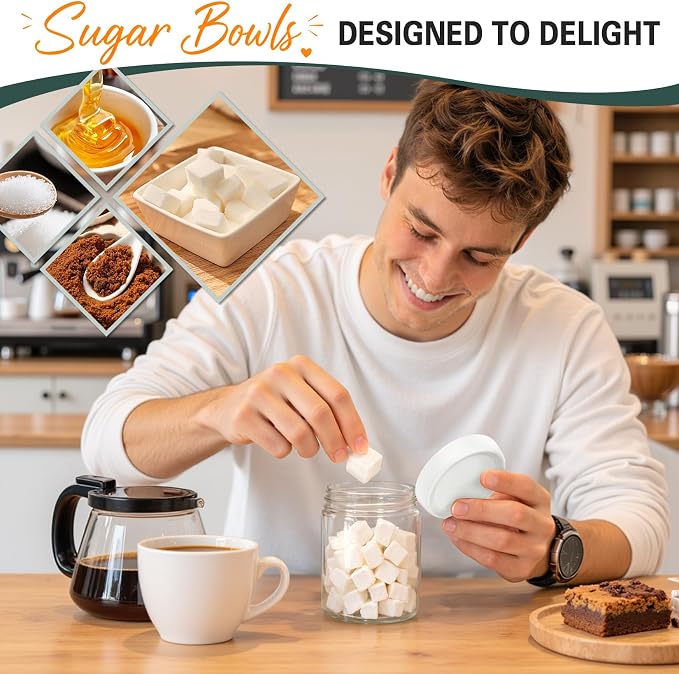 6 Pack Overnight Oats Containers with Lids, 16oz Wide Mouth Mason Jars, Glass Mason Jars with Airtight Lids, Sugar Bowls, Overnight Oats Jars for Yogurt, Meal Prep, Chia Pudding