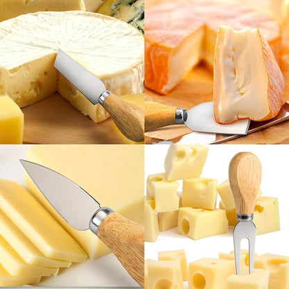 Cheese Knives Set of 8-2 Cheese Knife, 2 Cheese Fork, 2 Cheese Slicer, 2 Butter Knife – Premium Mini Stainless Steel Cheese Knives - Cheese Knife Set for Charcuterie Board
