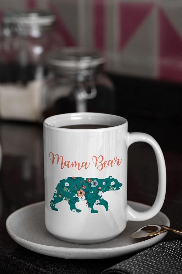Vintage Floral Mama Bear Coffee Mug, Mother's Day Gifts, Gifts For Mom From Daughter Son, Mama Bear Floral Mugs, Floral Mom Graphic, Mothers Day Cozy Novelty Tea Cup