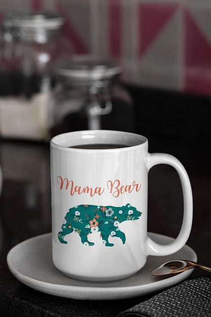 Vintage Floral Mama Bear Coffee Mug, Mother's Day Gifts, Gifts For Mom From Daughter Son, Mama Bear Floral Mugs, Floral Mom Graphic, Mothers Day Cozy Novelty Tea Cup
