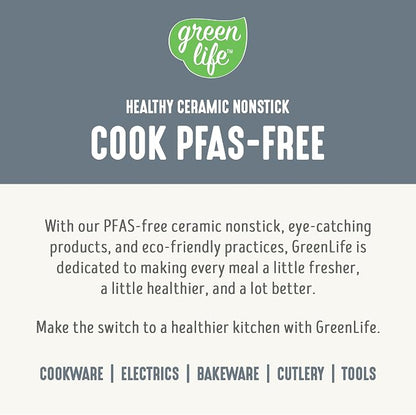 GreenLife 6QT Slow Cooker, Non-Toxic PFAS-Free Ceramic Nonstick Removable Interior Bowl, Programmable, Family Friendly, Keep Warm, Stovetop & Oven Safe, Dishwasher Safe Crock, Timer, Glass Lid, Gray