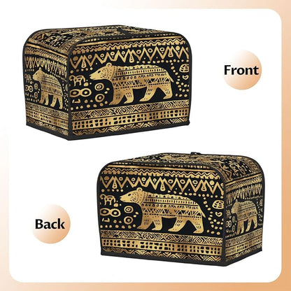 4 Slice Golden African Bear Toaster Cover Waterproof Dust Fingerprint Bread Machine Cover Washable Kitchen Appliance Protector For Home Kitchen Bakeware Table Decor Women Gifts