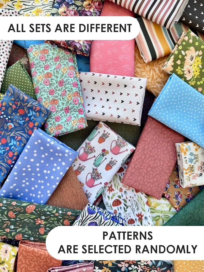Cotton Fabric Squares Bundle 8x8 Inches – 25 Pcs Assorted Floral & Vintage Prints, 100% Cotton Satin, Quilting Patchwork Sewing Craft Fabric, Random Mix