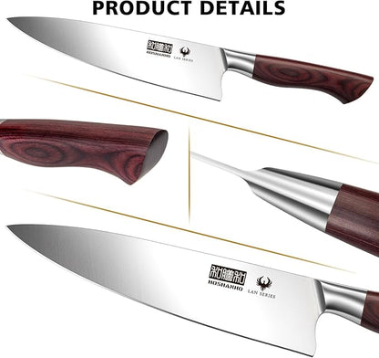 HOSHANHO Kitchen Knife Set with Block 18-Piece, Super Sharp High Carbon Stainless Steel Chef Knife Set, Professional Cutlery Knife Set with Sharpener