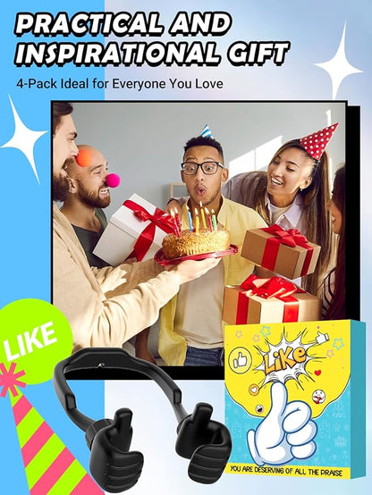 CALDEVER Stocking Stuffers for Men Women Teens Kids Gifts for Men Christmas: Thumbs Up Lazy Phone Stand Holder Funny Gadgets Teenage Boys Girls Dad Father Mother Mom (Black+Purple+White+Yellow, 4)