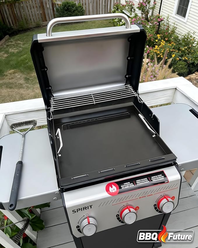 Full Size Griddle Insert for Weber Spirit 300 Series(2025 Models), Flat Top Grill Insert with Handles Replacement Parts for Weber Spirit E310 E325 EP325(2025), Non-stick Carbon Steel, Black