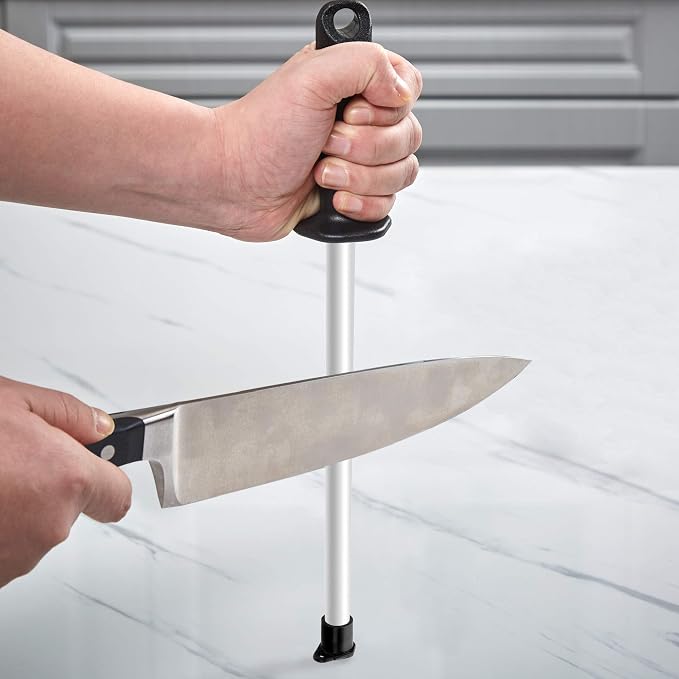 SHARPAL 118N Professional Ceramic Sharpening Fine Honing Rod Steel Kitchen Knife Sharpener Stick, With Anti-Breaking Cap