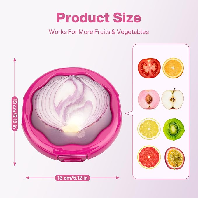 CLEANGOR Onion Saver with Snap-On Lid, Silicone Food Saver, Onion Storage Container Reusable, Vegetable and Fruit Storage Containers, Reusable Kitchen Gadget, Dishwasher Safe (1, Purple)
