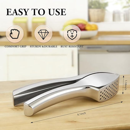 Heavy Duty Garlic Press, Die-Cast Zinc, Dishwasher Safe