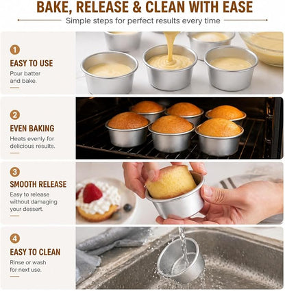 Nuenen 12 Pcs Round Cake Pans Aluminum Round Mold Smash Cake Baking Cheesecake Pans for Home Party Baking Supplies (4 Inch)