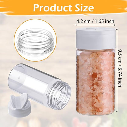 Mimorou 40 Pack Plastic Spice Jar with Shaker Lids Seasoning Containers 3.5 oz Plastic Spice Container with Lids Seasoning Jars for Kitchen Storing Powder (White)