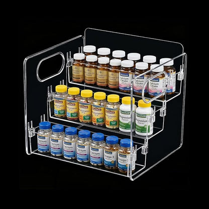 3-Tier Vitamin Storage Organizer, Organizer for Vitamin Bottles And Medicine Bottle, Vitamin Bottle Organizer for Countertop, Bathroom Cabinet Storage Items Are Clearly Visible (1)