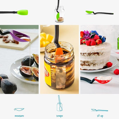 Dreamfarm Mini Supoon Non-Stick Sit-Up Silicone Scraping Cooking Spoon, Jar Scraper Measures 5ml Tsp - 8" Green