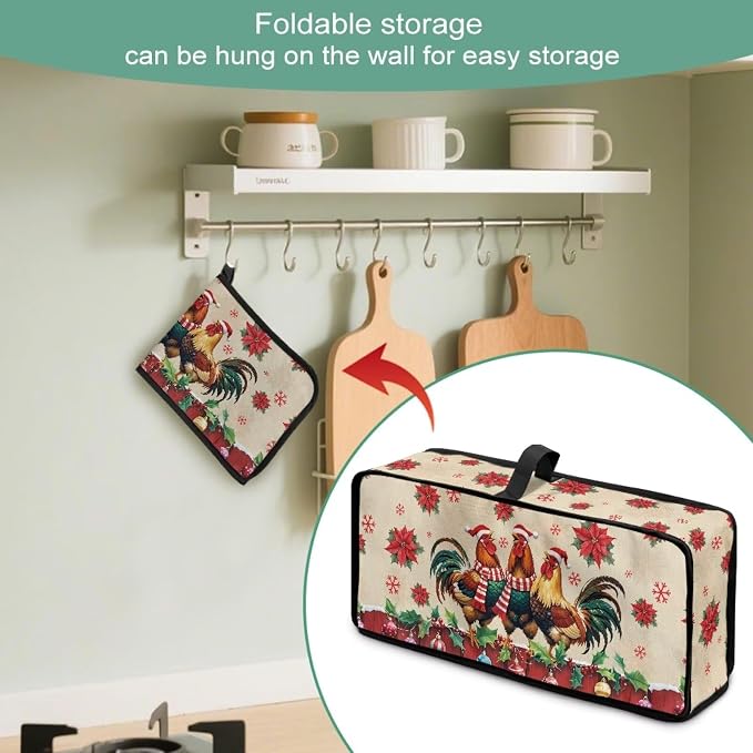 Christmas Toaster Cover 2 Slice Chicken Pattern Cover for 2 Slice Slim Toaster Water-Resistant Dust Covers for Kitchen Appliances, Machine Washable